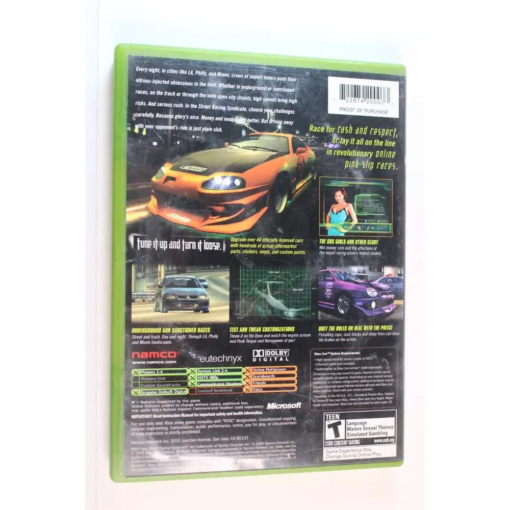 SRS: Street Racing Syndicate (Original Xbox) Authentic, Complete, Tested/Works